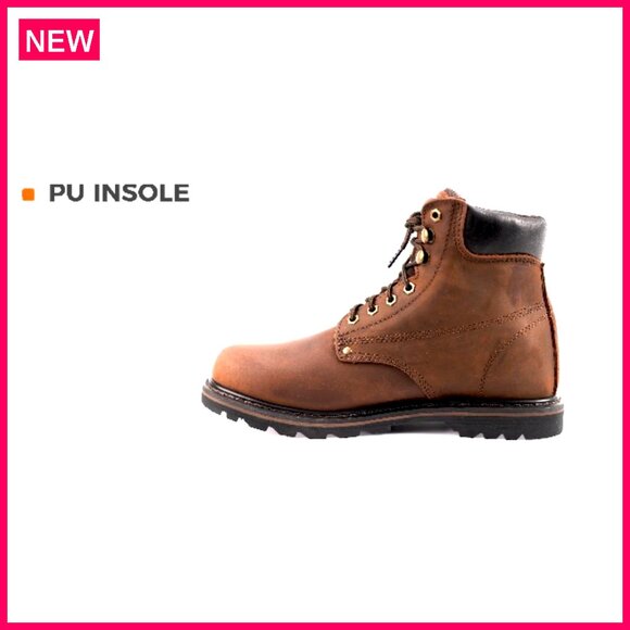 Men\'s Leather Work Boots Soft Toe Rubber Sole Construction main image 5